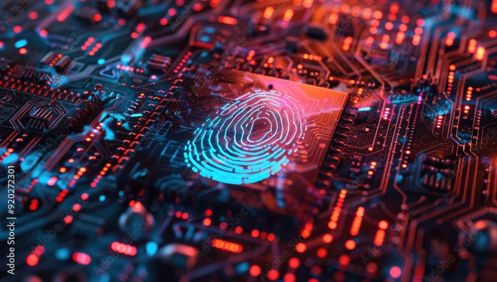 Cybersecurity: Fingerprint Scan on a Circuit Board Cybersecurity: Fingerprint Scan on a Circuit Board