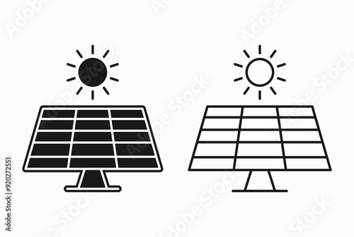 Sun energy Solar panel icon. Vector illustration isolated on white.