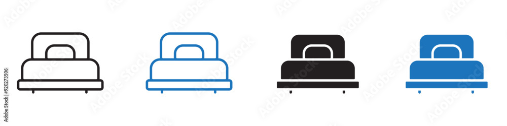 Bed icon linear thin line icon graphics set Bed icon linear thin line icon graphics set
