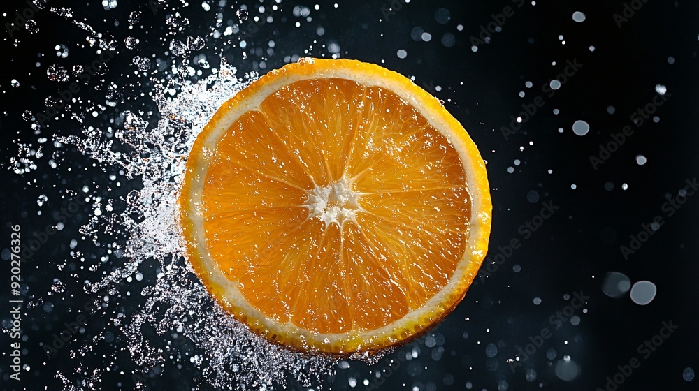 Fresh Orange Slice Splashing in Water Fresh Orange Slice Splashing in Water