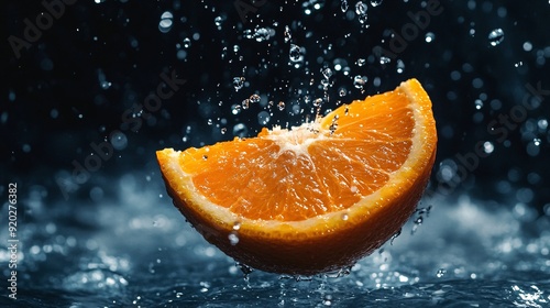 Orange Slice Splashing in Water