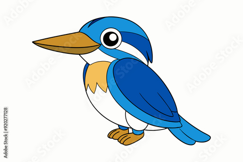 Kawaii Collared Kingfisher Bird Vector Illustration Clipart photo