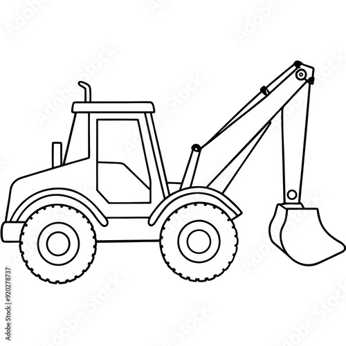 A backhoe loader art vector illustration