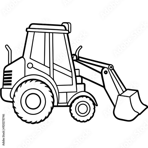 A backhoe loader  art vector illustration