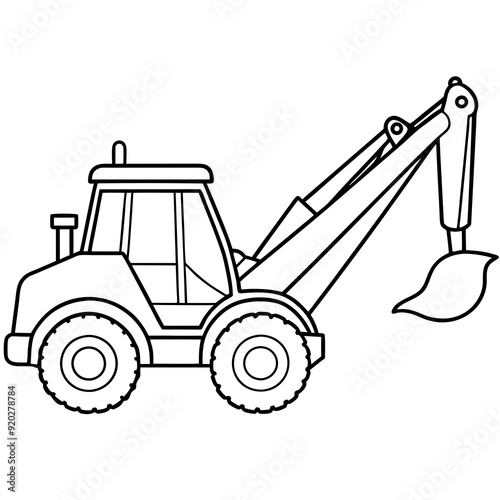 A backhoe loader  art vector illustration
