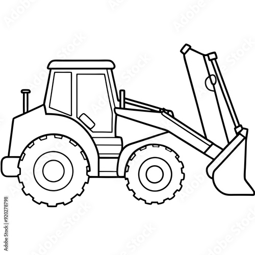 A backhoe loader  art vector illustration