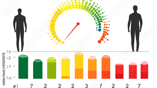 A visual representation of data showing performance metrics with color-coded indicators. photo