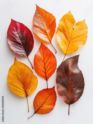 Colored Leaves on White Surface