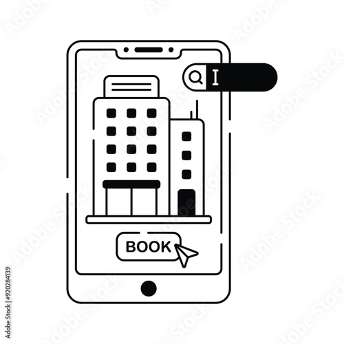 Hotel booking icon design, online hotel reservation platform