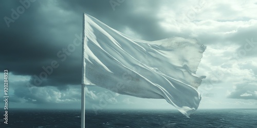 White Flag Flying in Wind