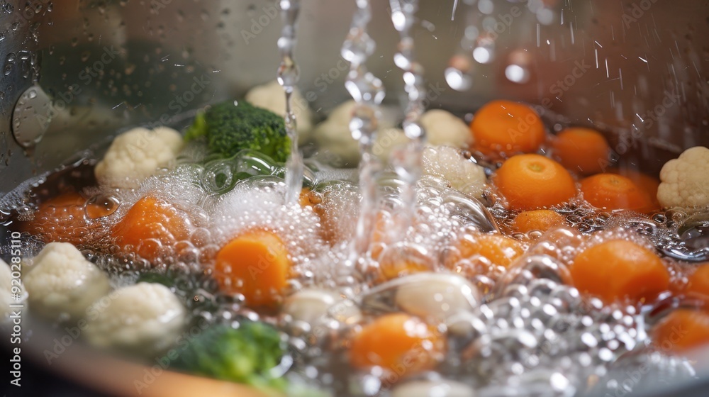 Blanching: Fast boiling of food followed by an ice water plunge to stop the cooking process. It preserves the vibrant color and crisp texture, frequently used for vegetables pre-freezing.
Blanching: Fast boiling of food followed by an ice water plunge to stop the cooking process. It preserves the vibrant color and crisp texture, frequently used for vegetables pre-freezing.