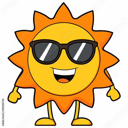 Cartoon sun in sunglasses