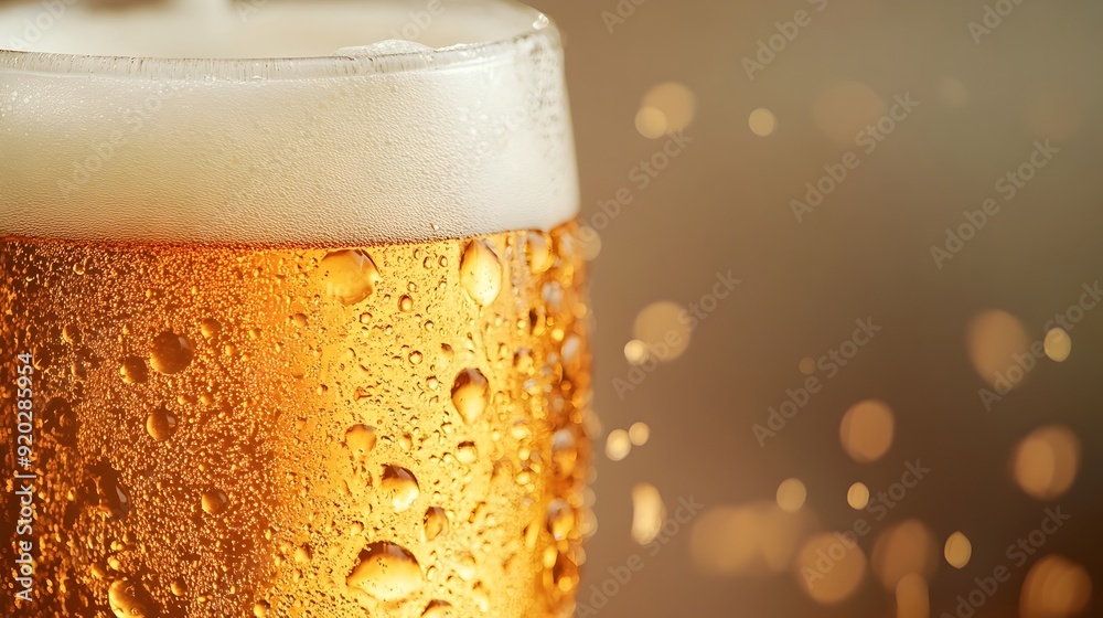 Freshly Poured Amber Beer Drink with Frothy Foam and Bubbly Effervescence in Glass Freshly Poured Amber Beer Drink with Frothy Foam and Bubbly Effervescence in Glass