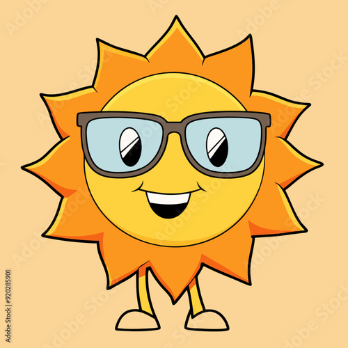 Cartoon sun in sunglasses