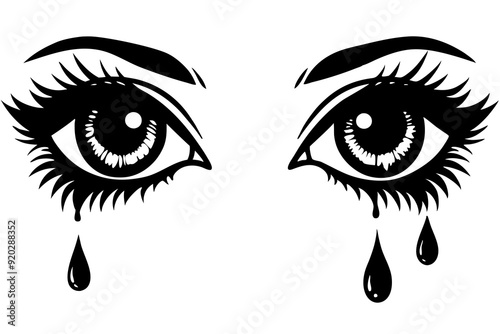 Eyes with tears art vector illustration