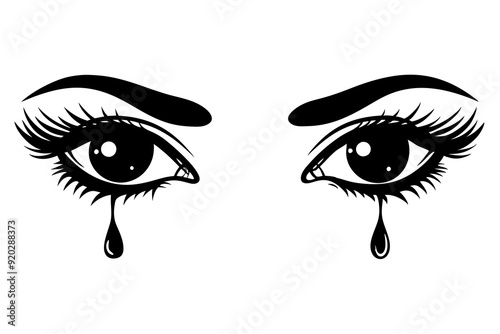 Eyes with tears art vector illustration