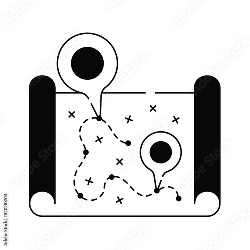 Location marked map icon, travel, navigation and destination vector illustration