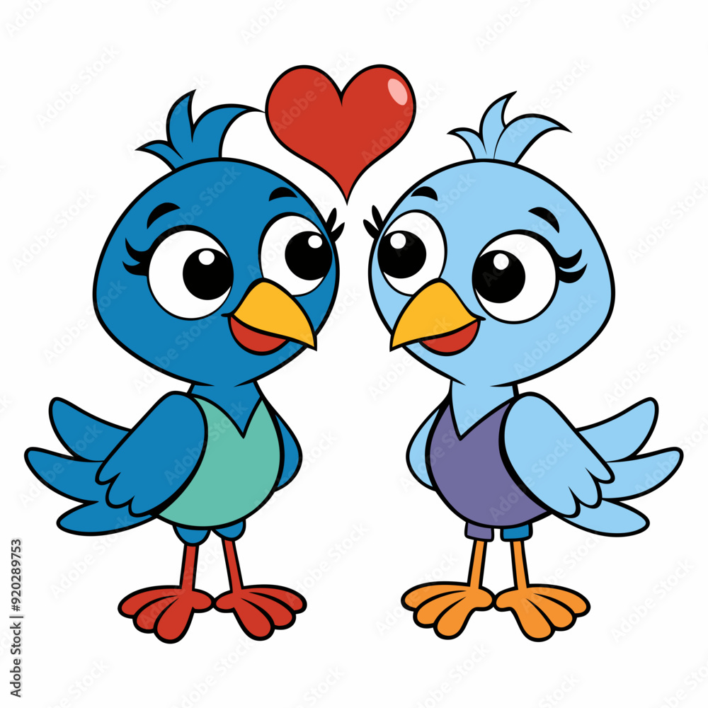 Fototapeta premium Two love birds art vector illustration