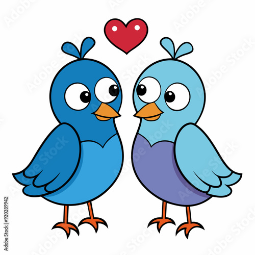 Two love birds art vector illustration