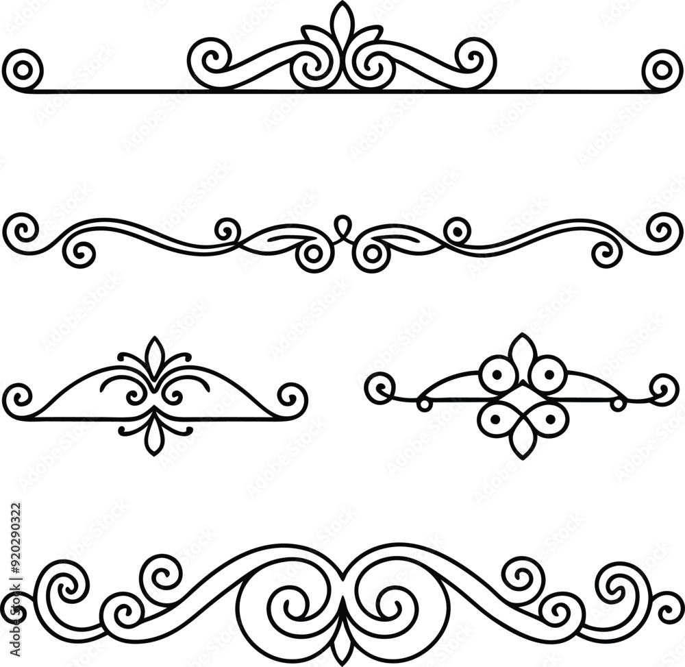classic calligraphy retro scroll dividers line art illustration classic calligraphy retro scroll dividers line art illustration