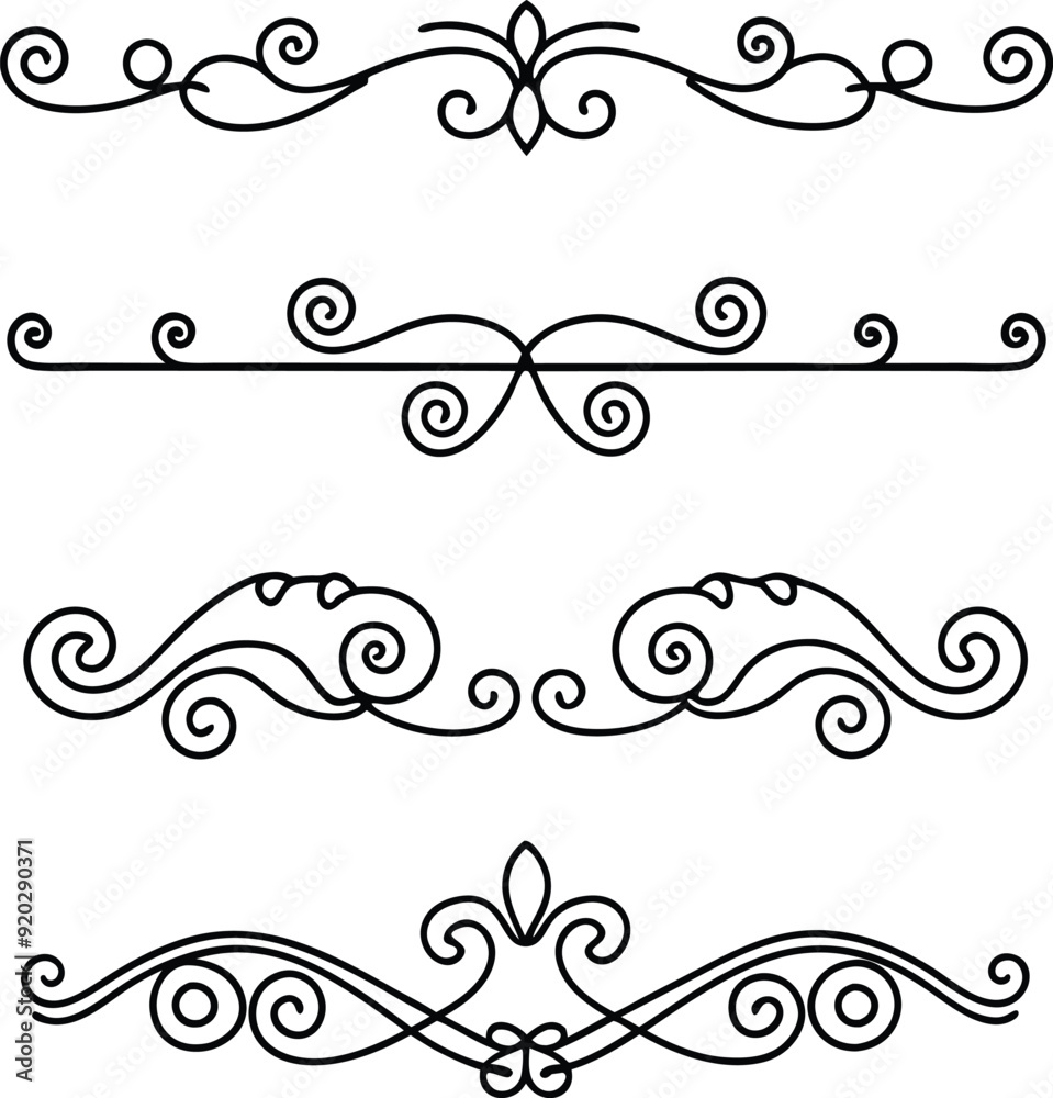 classic calligraphy retro scroll dividers line art illustration classic calligraphy retro scroll dividers line art illustration