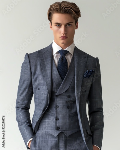 Achieve the perfect fit with modern tailoring trends, highlighted in a sophisticated, customtailored fashion studio photo