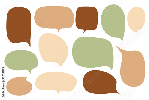 Set speech bubbles with brown Autumn and fall concept on white background.warm color chat vector doodle message or communication icon Cloud speaking for comics and minimal message dialog