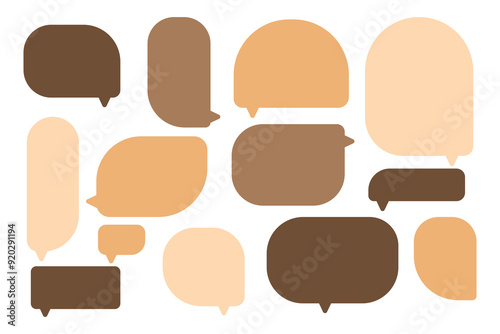 Set speech bubbles with brown Autumn and fall concept on white background.warm color chat vector doodle message or communication icon Cloud speaking for comics and minimal message dialog
