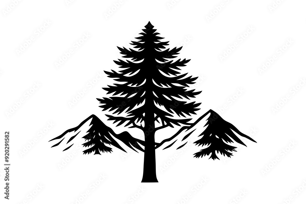 A tall cedar tree art vector illustration A tall cedar tree art vector illustration