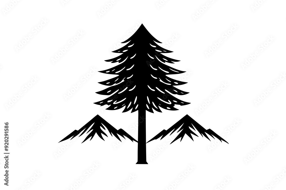 A tall cedar tree art vector illustration A tall cedar tree art vector illustration