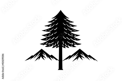 A tall cedar tree art vector illustration