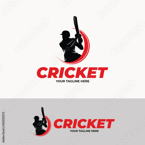 Cricket player logo design template