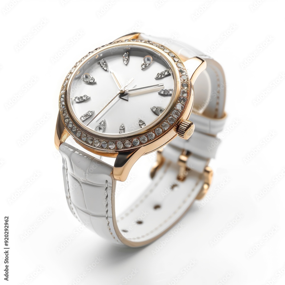 Female wrist watch with diamonds, isolated on white Female wrist watch with diamonds, isolated on white