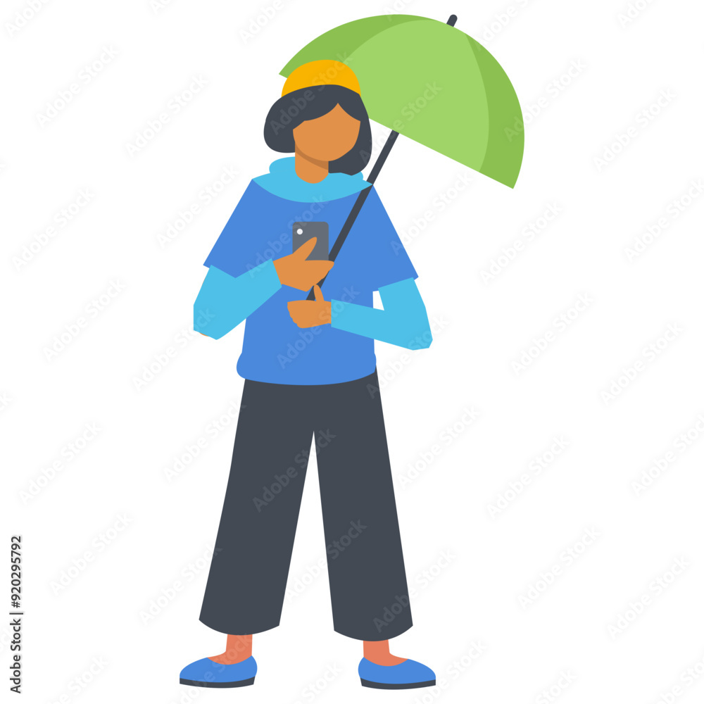 People Walking in Autumn Illustration in Cartoon Design Concept. Vector Character