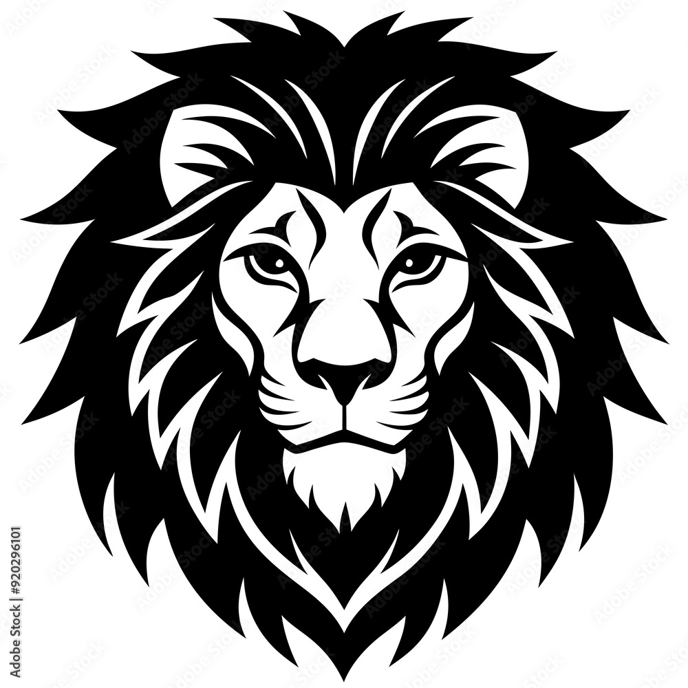 Obraz premium Lion head icon silhouette vector art illustration 
