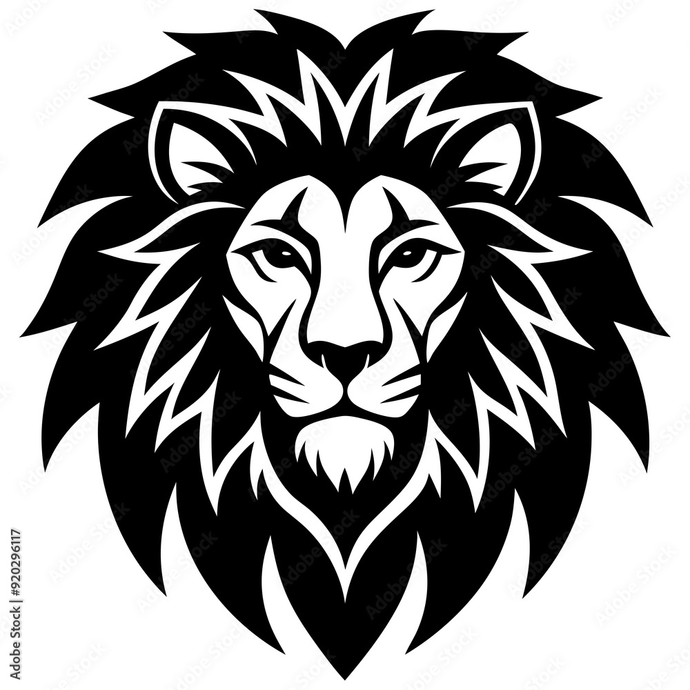 Obraz premium Lion head icon silhouette vector art illustration