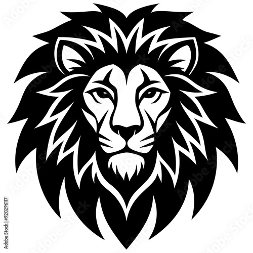 Lion head icon silhouette vector art illustration
