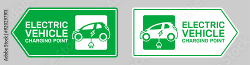 electric vehicle charging point road sign design vector illustration