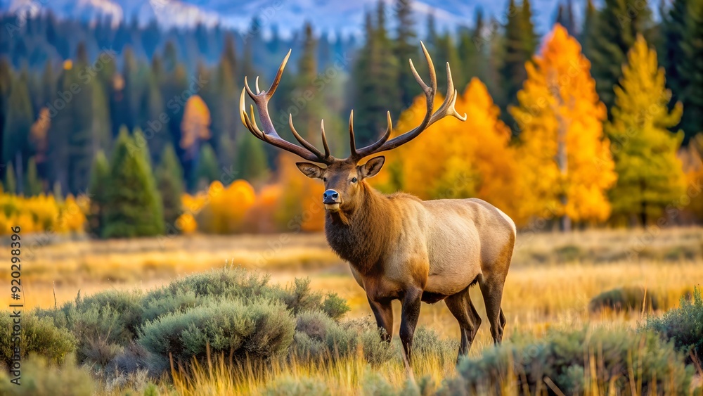 Bull Elk Roaming Near Yellowstone National Park, USA Bull Elk Roaming Near Yellowstone National Park, USA