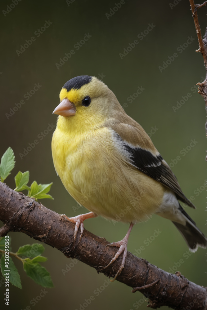 Obraz premium Vibrant American Goldfinch on a Branch