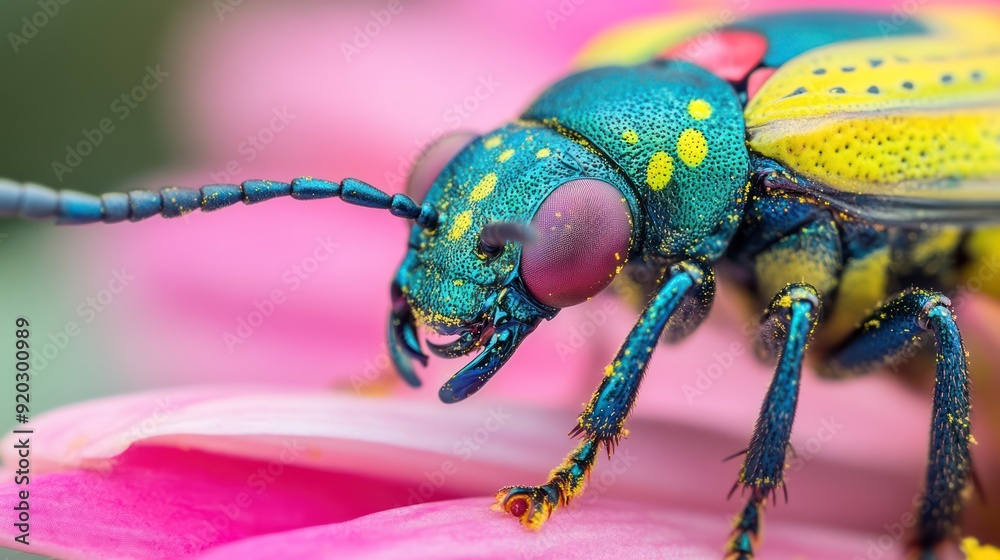 Fototapeta premium Macro Photography of a Vibrant Jewel Beetle