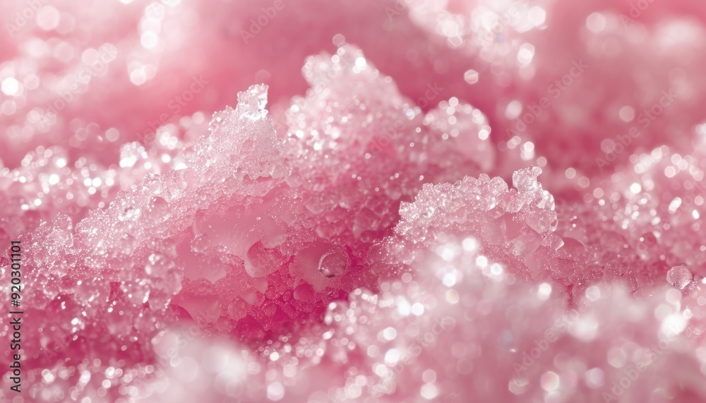 Close-up view of pink crystal formations in soft, sparkling texture during daylight Close-up view of pink crystal formations in soft, sparkling texture during daylight