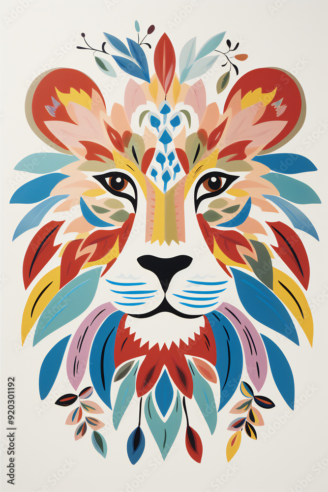 Lion head White background stickers Flat Design Illustration