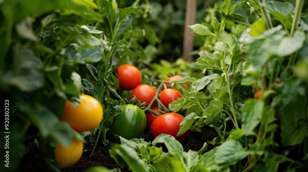 Ripe Tomatoes Growing in a Garden Ripe Tomatoes Growing in a Garden