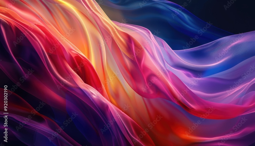 Abstract colorful waves of fabric flowing gently in a soft gradient pattern Abstract colorful waves of fabric flowing gently in a soft gradient pattern