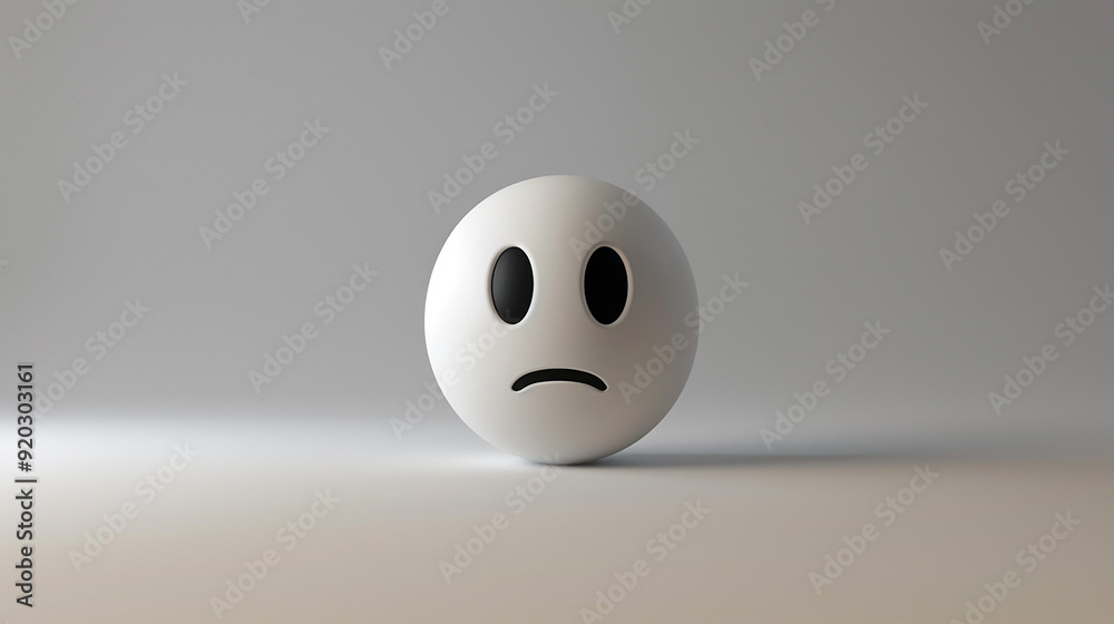 digital cute sad face icon with expression 3d render