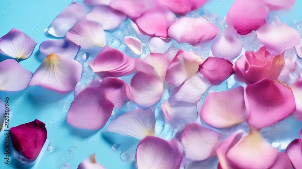 Pink and white rose petals float on serene water with bubbles in a tranquil setting Pink and white rose petals float on serene water with bubbles in a tranquil setting