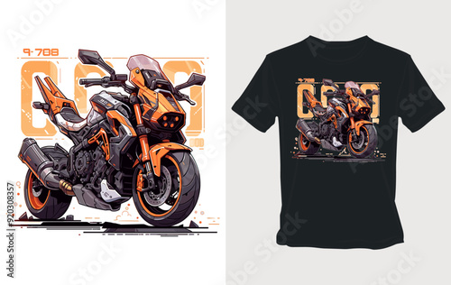 Orange Sportbike T-shirt Design