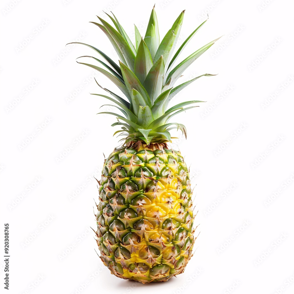 Fototapeta premium Fresh Ripe Pineapple on White Background for Tropical Fruit Concept