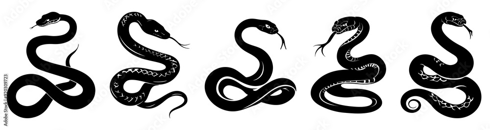 Obraz premium Snake silhouette set. Vector illustration, EPS10
